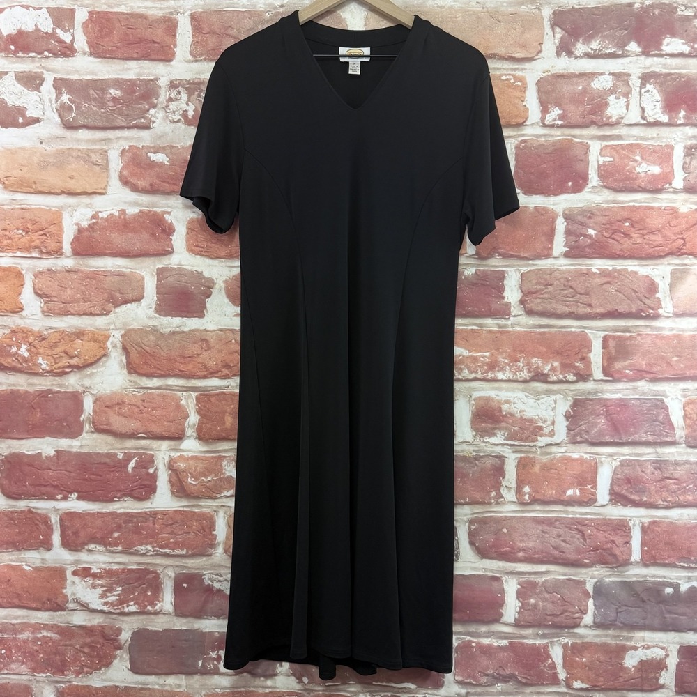 Vintage Talbots Dress Women's Medium Plain Black Casual Career Caspsule Midi